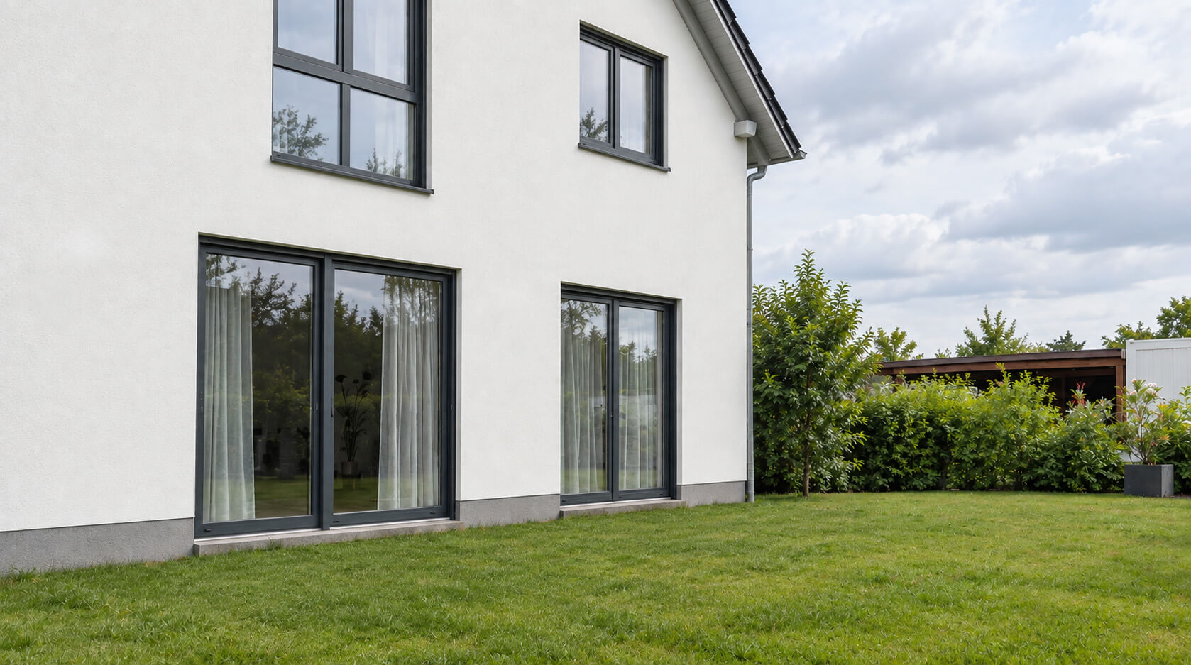Wohnhaus vor der Montage einer Terrassenüberdachung